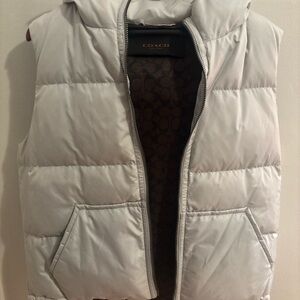 Coach White and Brown Puffer Vest